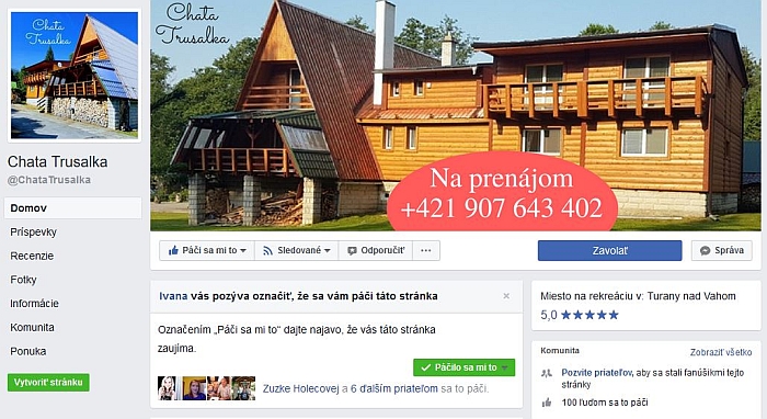 Facebook Chata Trusalka